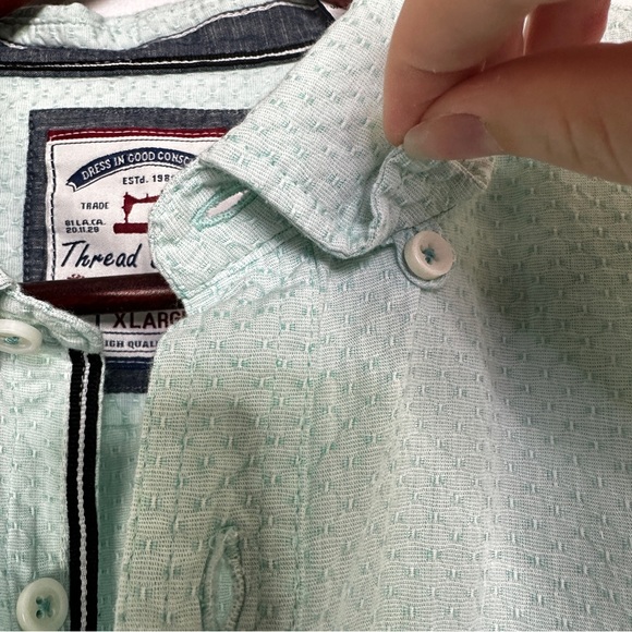 Thread & Cloth Button Up Textured Short Sleeve Collared Lightweight Blue XL - Picture 4 of 11